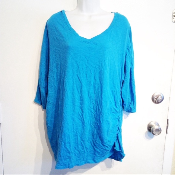 Style & Co. Tops - Style & Co Blue Ruched Side Tee